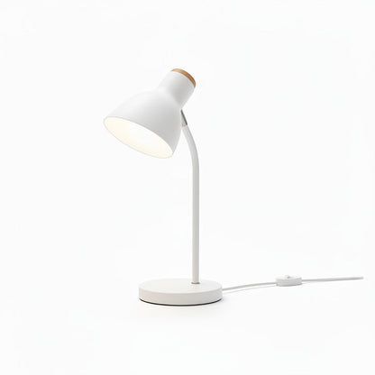 Lysverden Macaron Nordic desk lamp in teal with adjustable shade and wood base. Modern design.