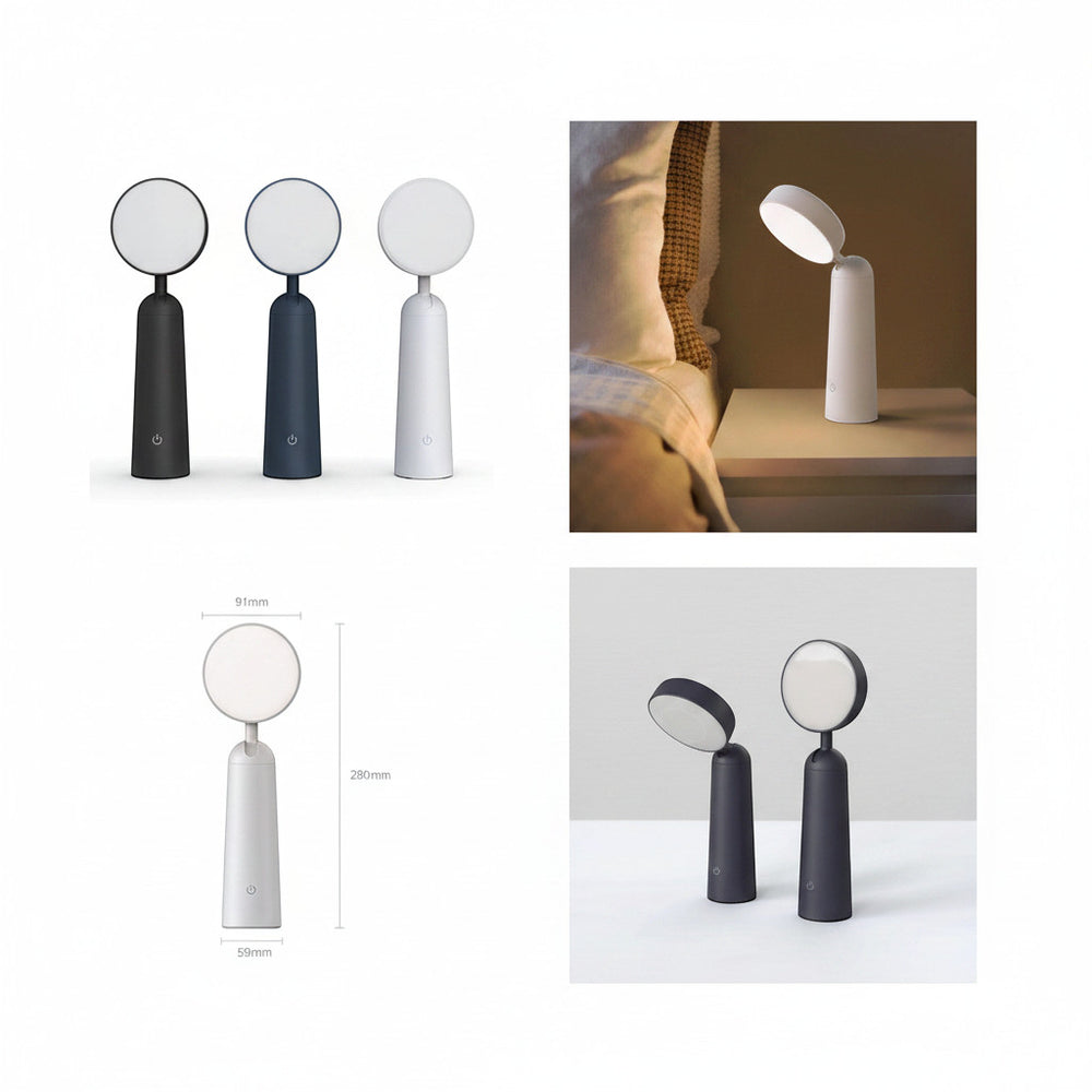 Lysverden magnifying glass desk lamp with touch control, 3 color temperatures, and dimmable brightness. Available in black, white, and dark blue.