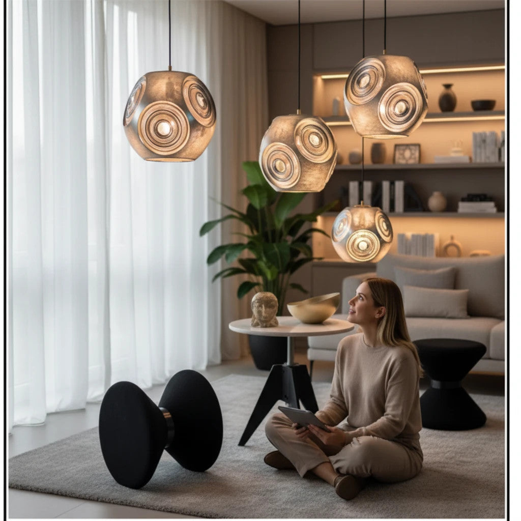 LYS Designpendel – blank metallkule