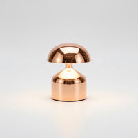Lysverden mini mushroom table lamp in chrome metal with 3-level touch control and warm light.