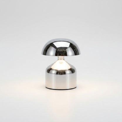 Lysverden mini mushroom table lamp in polished metal with touch control and 3 dimming levels.