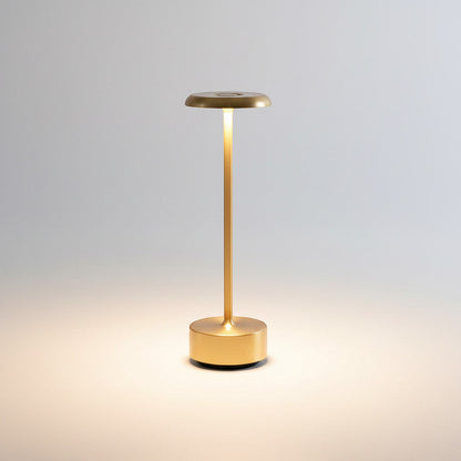 Lysverden minimalistisk aluminium bordlampe, trådløs, 2700K, 3-nivå dimming, USB-C. Gold finish.