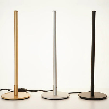 Lysverden minimalist LED floor lamps in gold, silver, and black metal, featuring a slim, modern rod design.