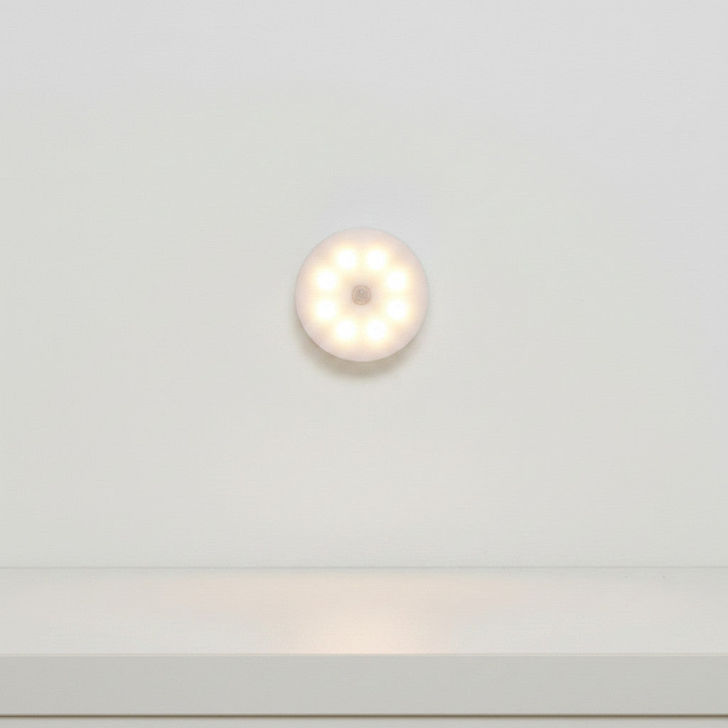 Lysverden white portable LED night light with motion sensor and magnetic base, ideal for hallways and closets.