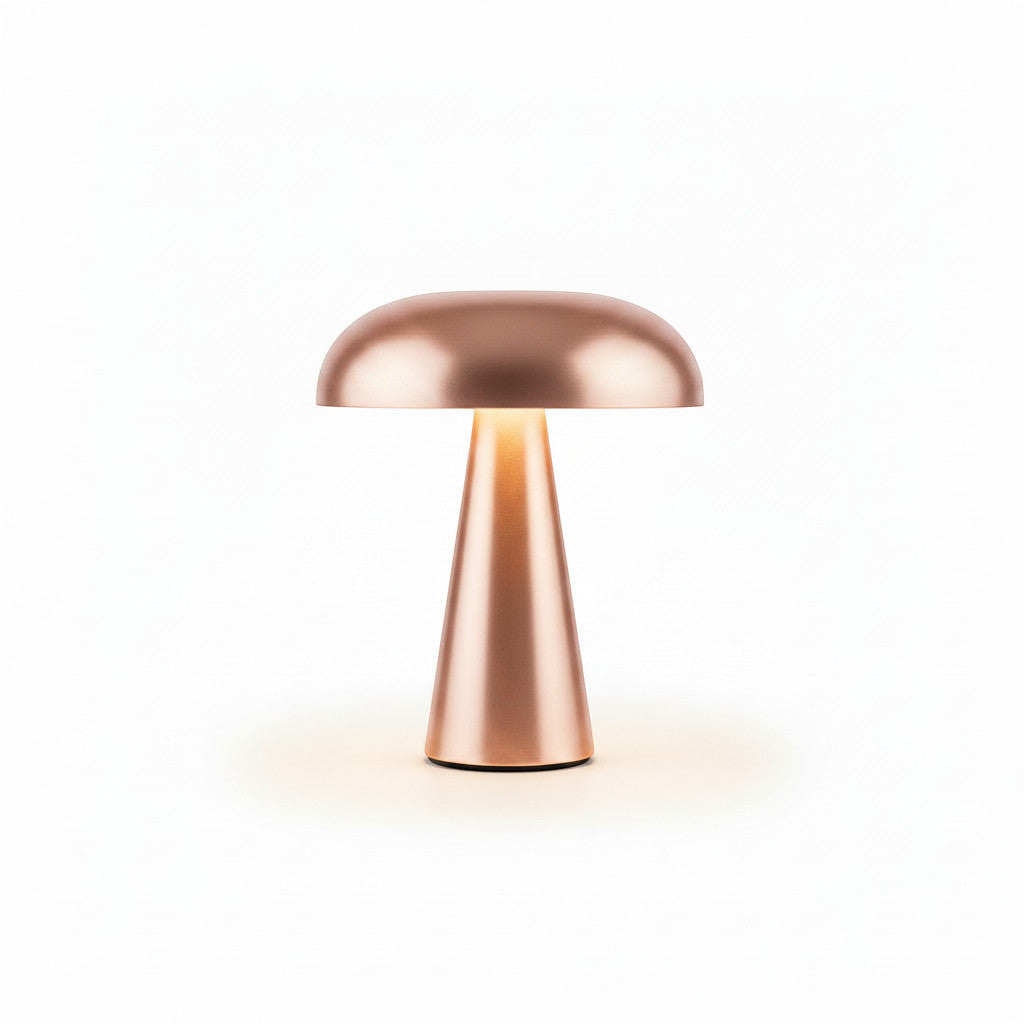 Lysverden mushroom table lamp in bronze aluminum with touch control, 4 color temperatures, and 3-level dimming.