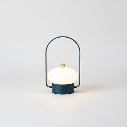 Lysverden navy metal lantern lamp with opal PMMA dome, touch control, 3 color temps, dimmable, rechargeable