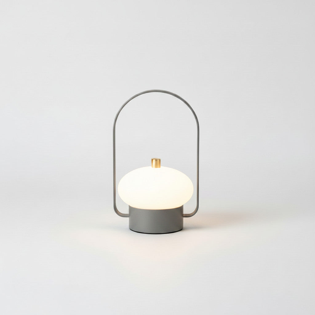 Lysverden navy metal lantern lamp with opal PMMA dome, touch control, 3 color temps, dimmable, rechargeable