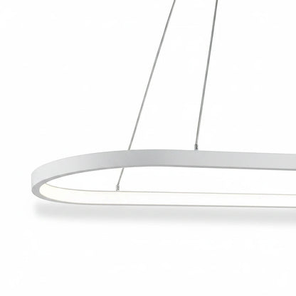 Lysverden oval white LED pendant light with a minimalist linear loop design for modern dining room lighting