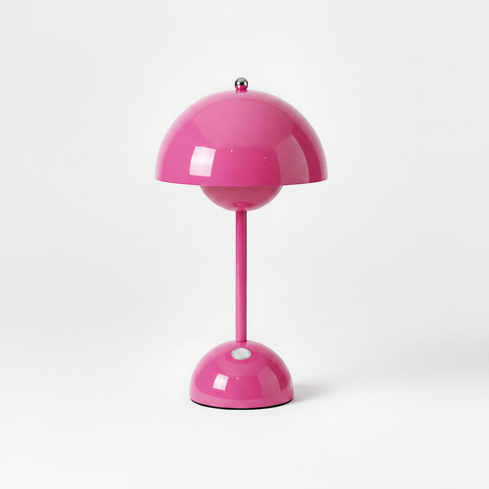 Lysverden pink cordless touch table lamp inspired by Flowerpot design, made of PC, with dimmable brightness.