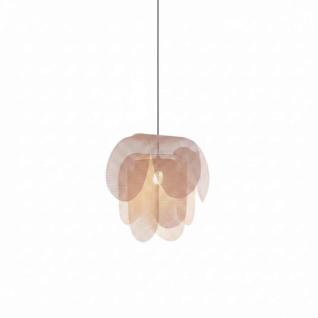 Lysverden pastel pink metal flower pendant light with layered petal design for a soft romantic glow