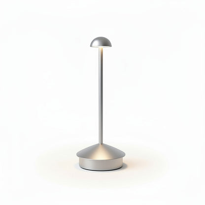 Lysverden Pinnacle black aluminum table lamp with dome shade, touch control, 4 color temperatures, and Qi wireless charging.
