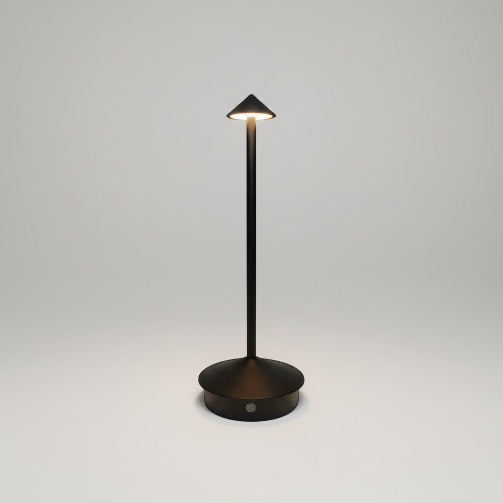 Lysverden Pinnacle slim black aluminum LED table lamp with touch control and adjustable color temperature.