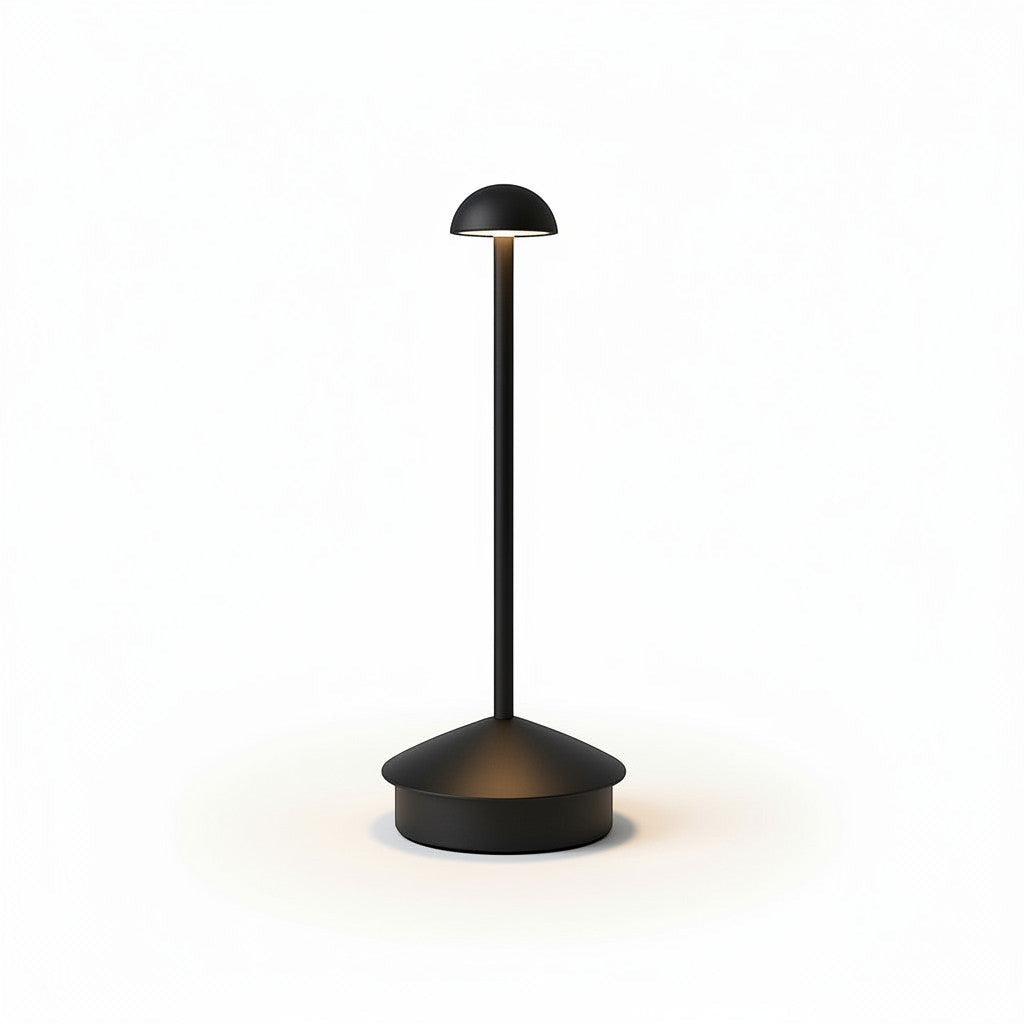 Lysverden Pinnacle gold aluminum desk lamp with dome shade, touch control, 4 color temps, dimming, and optional Qi charging.
