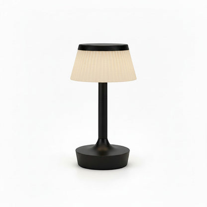 Lysverden classic table lamp with pleated cream shade and black base, touch control, dimmable, 2000 mAh battery.