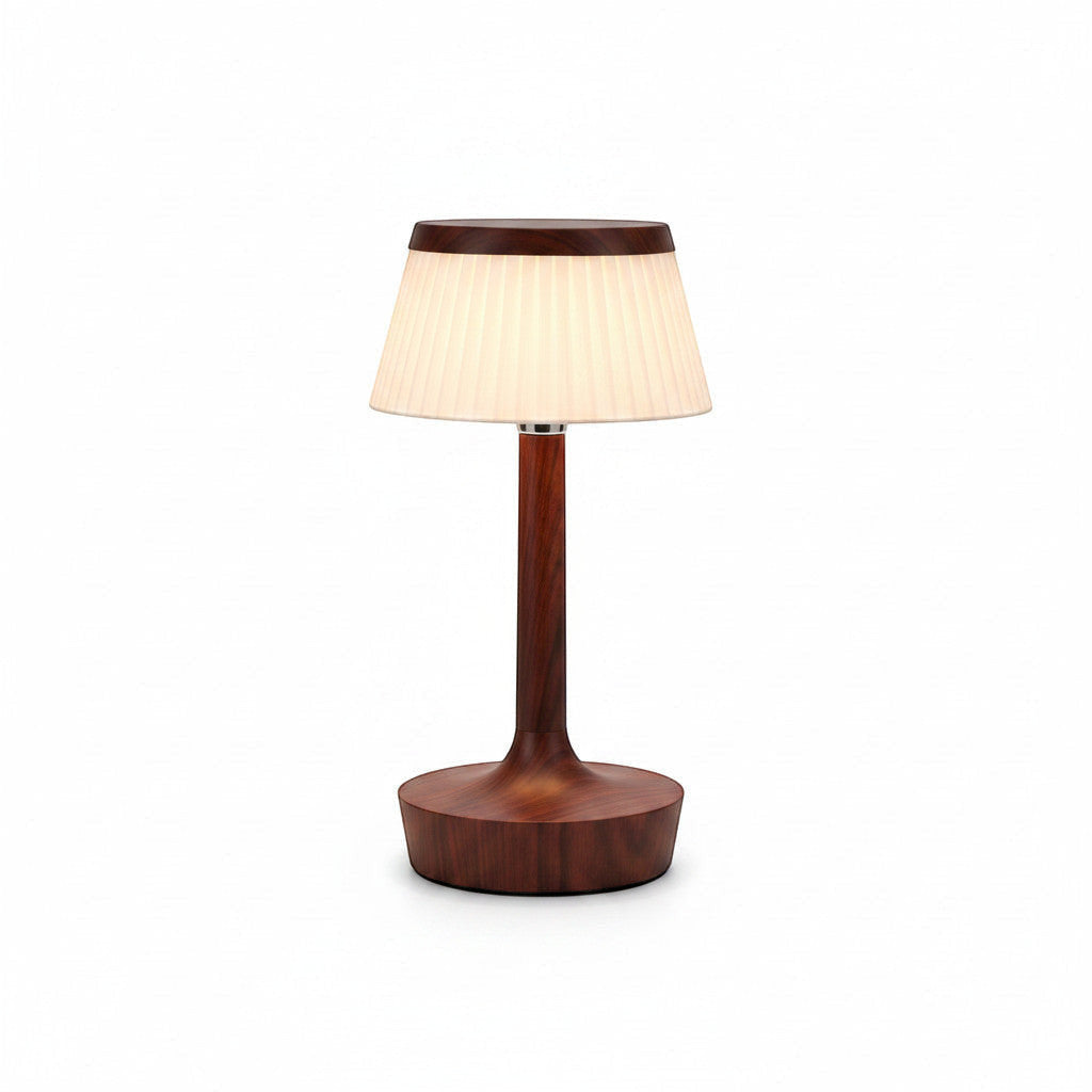Lysverden classic table lamp with pleated shade and metal or wood base, touch control, dimmable, 2000 mAh battery.