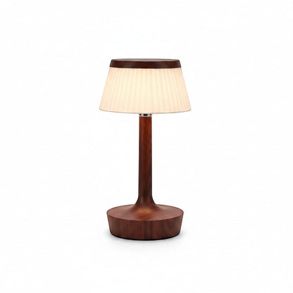 Lysverden classic table lamp with pleated shade and wood base, touch control, dimmable, 2000 mAh battery
