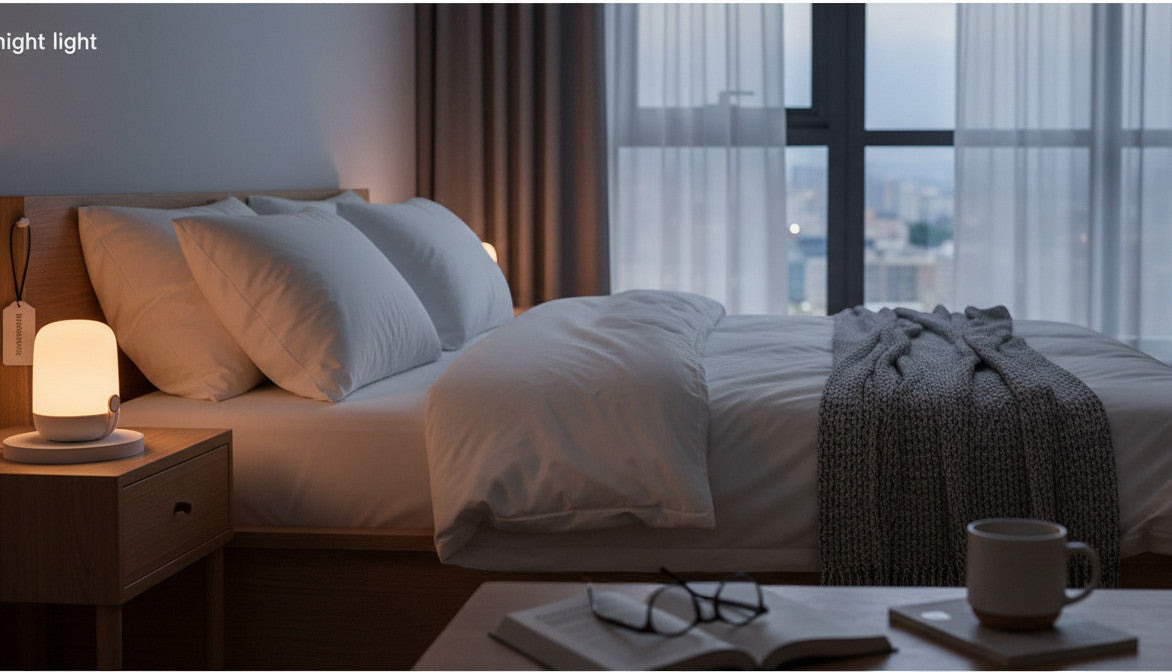 Lysverden portable white ABS night light with touch control, warm white and RGB colors, and a hidden handle.