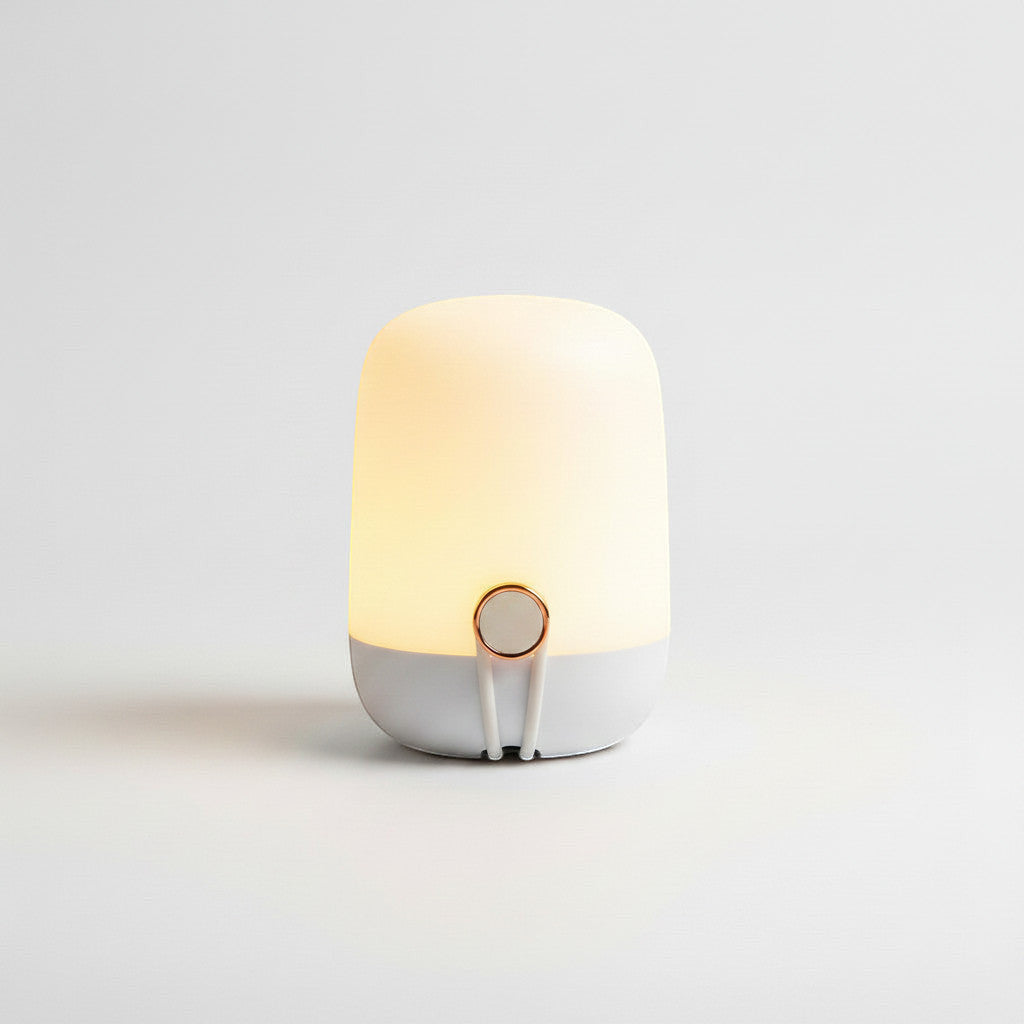 Lysverden portable white ABS mini lantern with touch control, warm white and RGB lighting, and hidden handle.