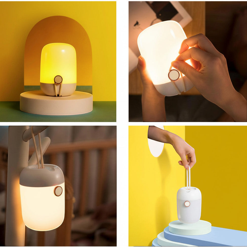 Lysverden portable white ABS night light with touch control, warm white and RGB colors, and a hidden handle.