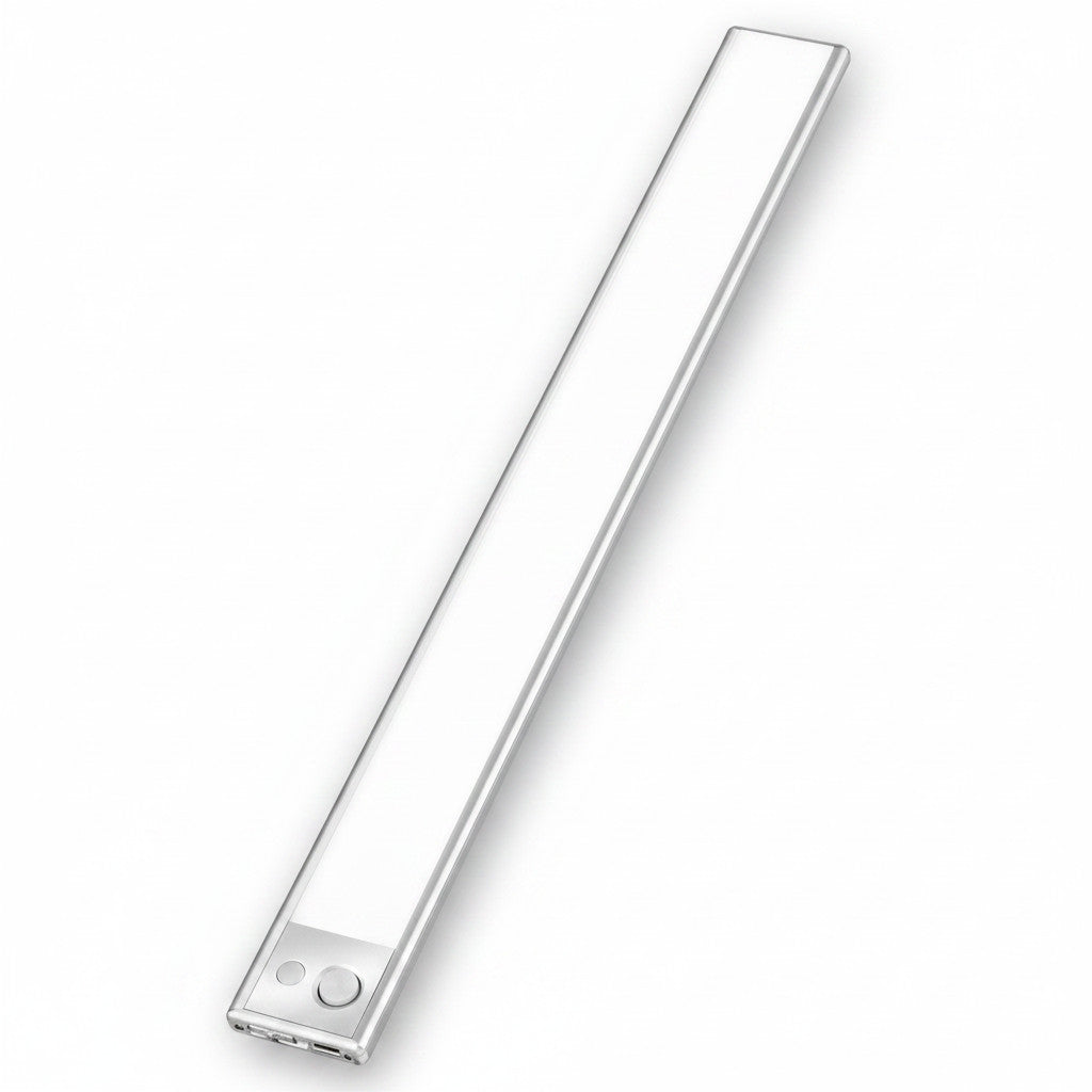 Lysverden slim rechargeable LED cabinet light in brushed aluminum with motion sensor and USB-C charging port