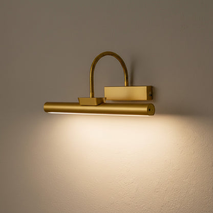 Lysverden rechargeable picture light with flexible arm, gold finish, touch control, and remote. 4000 mAh battery.