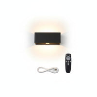 Lysverden black rechargeable wall lamp with up/down lighting, radar sensor, and 4400 mAh battery. Includes remote.