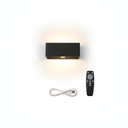 Lysverden black rechargeable wall lamp with up/down lighting, radar sensor, and 4400 mAh battery. Includes remote.