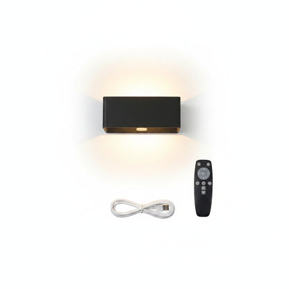 Lysverden black rechargeable wall lamp with up/down light, radar sensor, and remote control. 4400 mAh.