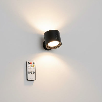 Lysverden black rechargeable 360° wall spotlight with remote, touch control, dimmable, 3 light colors, ABS+PC material.
