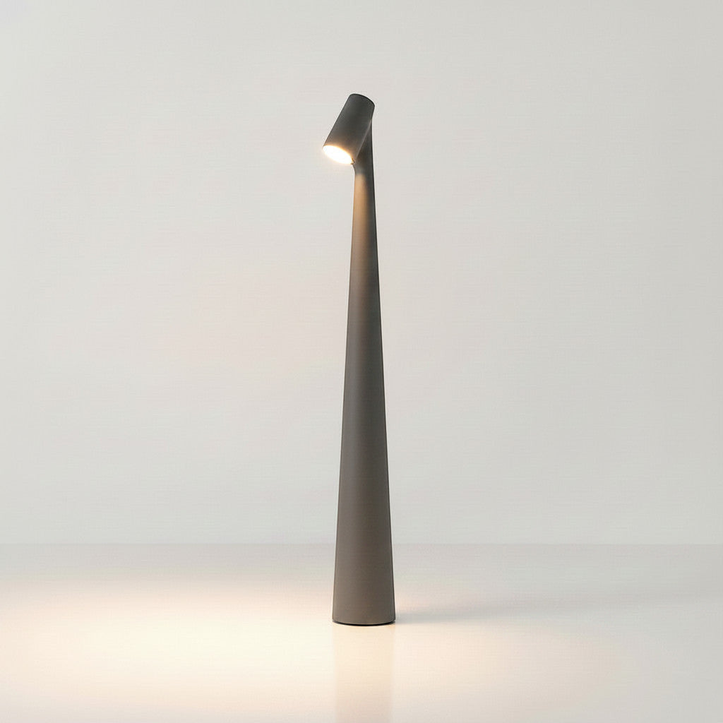 Lysverden red aluminum cone tall slim cordless table lamp with touch dimming and 3000K warm light