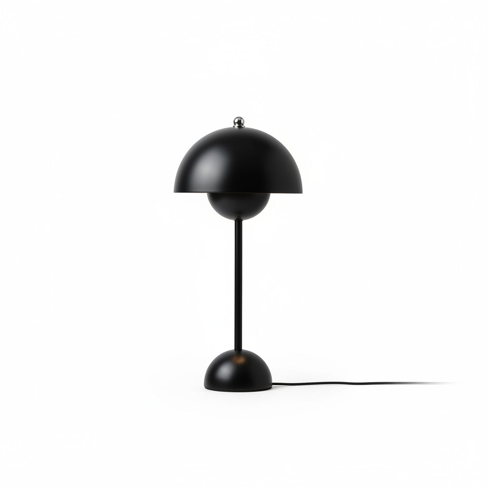 Lysverden red metal Flowerpot table lamp with double dome design and E27 socket.