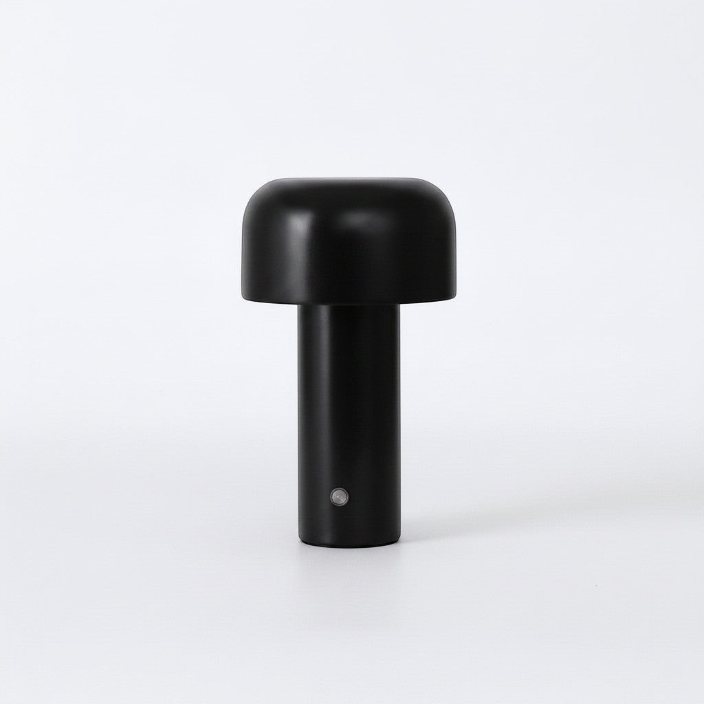 Lysverden red metal mushroom-shaped table lamp with touch control and 3 brightness levels.