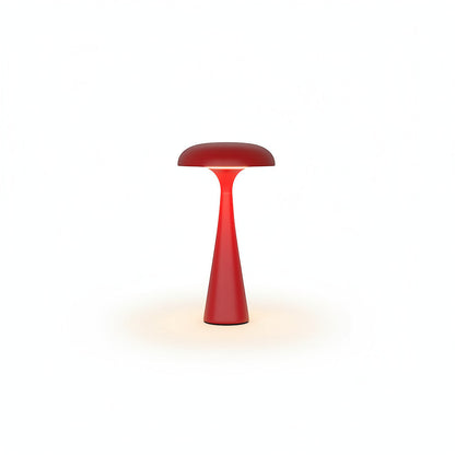 Lysverden red ABS mushroom-shaped table lamp with touch control and 3 color temperatures.