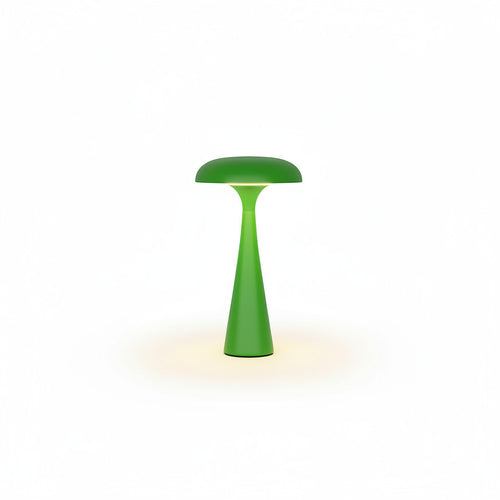 Lysverden red ABS mushroom-shaped rechargeable table lamp with 3 color temperatures and dimmable brightness.