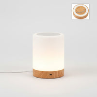 Lysverden RGB cylinder night light with wood base, touch control for 7 colors, remote for 12 colors, and hidden hook.