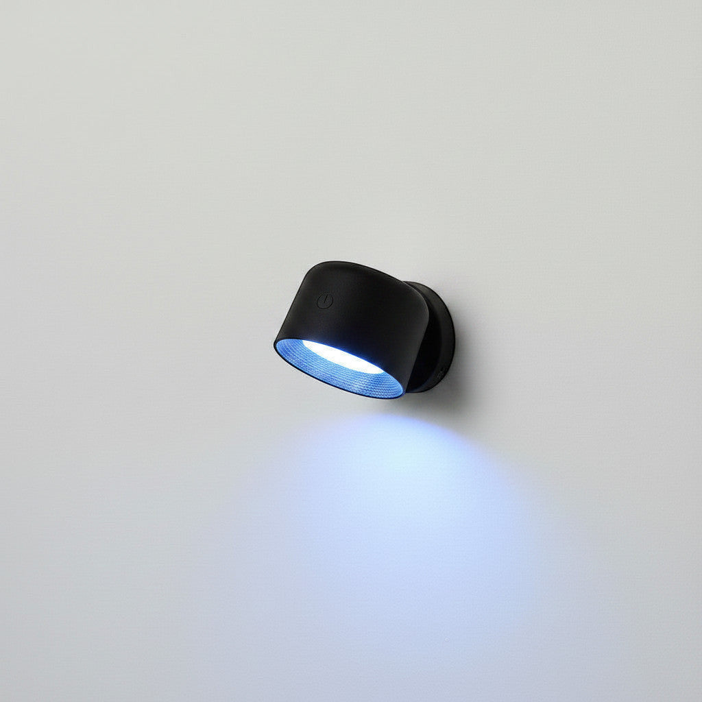Lysverden white round wall spotlight with 360° rotation and RGB color, controlled by remote.