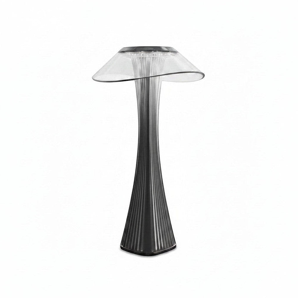 Lysverden ribbed PMMA table lamp with wide dome shade, touch control, 3 color temperatures, dimmable, 1200 mAh battery.