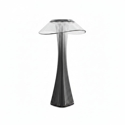 Lysverden ribbed PMMA table lamp with wide dome shade, touch control, 3 color temperatures, dimmable, 1200 mAh battery.