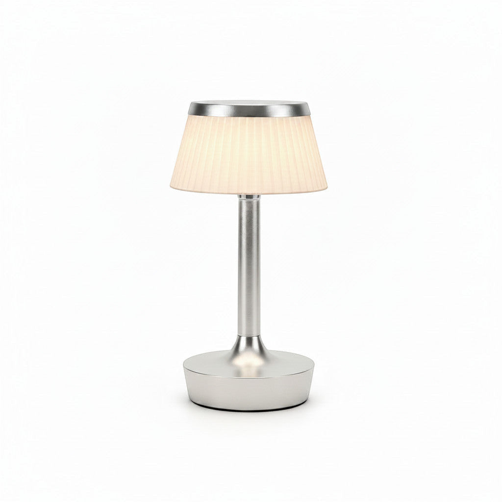 Lysverden rose gold table lamp with pleated shade, touch control, dimmable, 2000 mAh battery