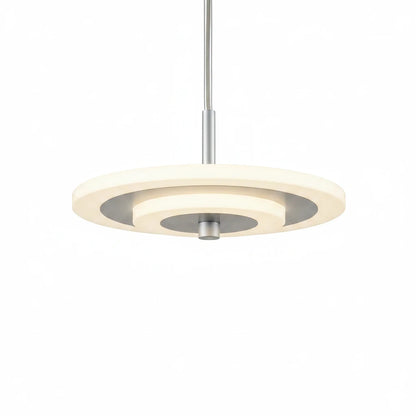 Lysverden moderne rund LED-pendel med hvit akryl og kromdetaljer for minimalistisk spisestuebelysning