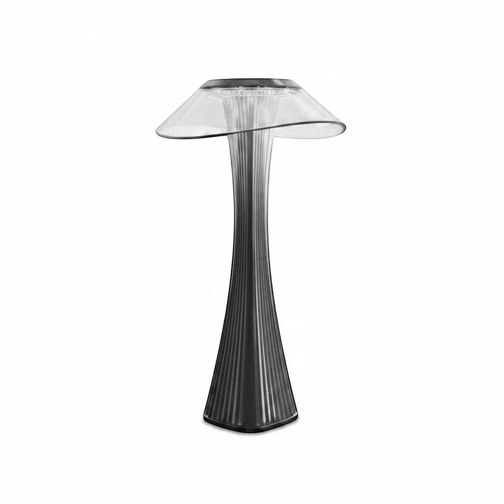 Lysverden sculptural table lamp with fluted PMMA stem and wide dome shade, touch control, 3 color temperatures.