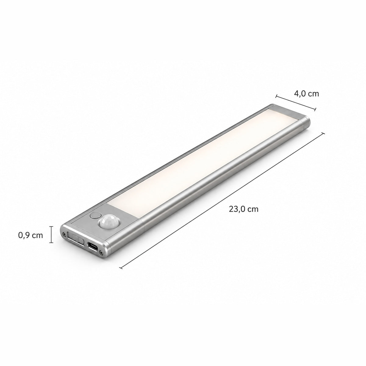 LED skap-belysning med bevegelsessensor – trådløs USB-C oppladbar
