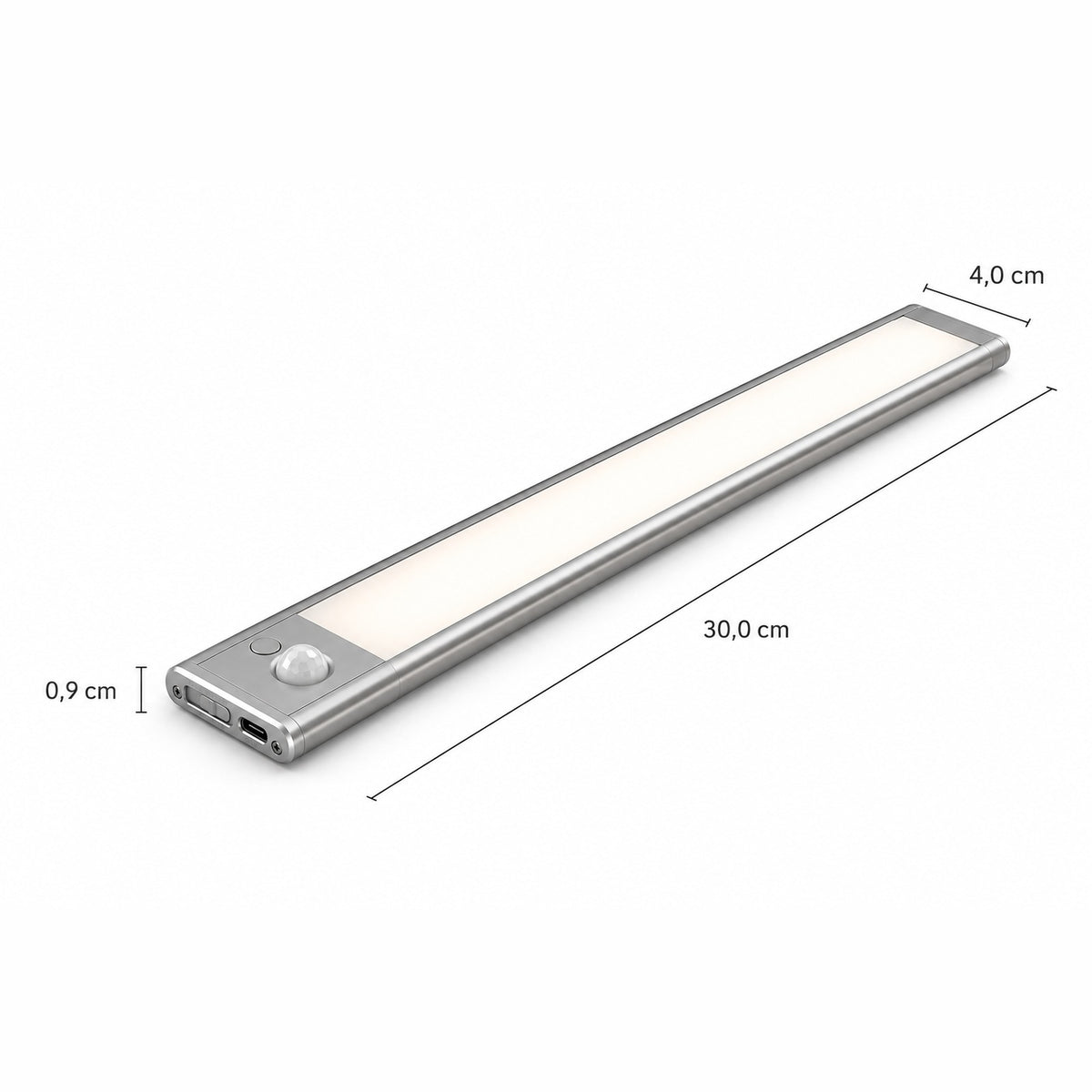 LED skap-belysning med bevegelsessensor – trådløs USB-C oppladbar