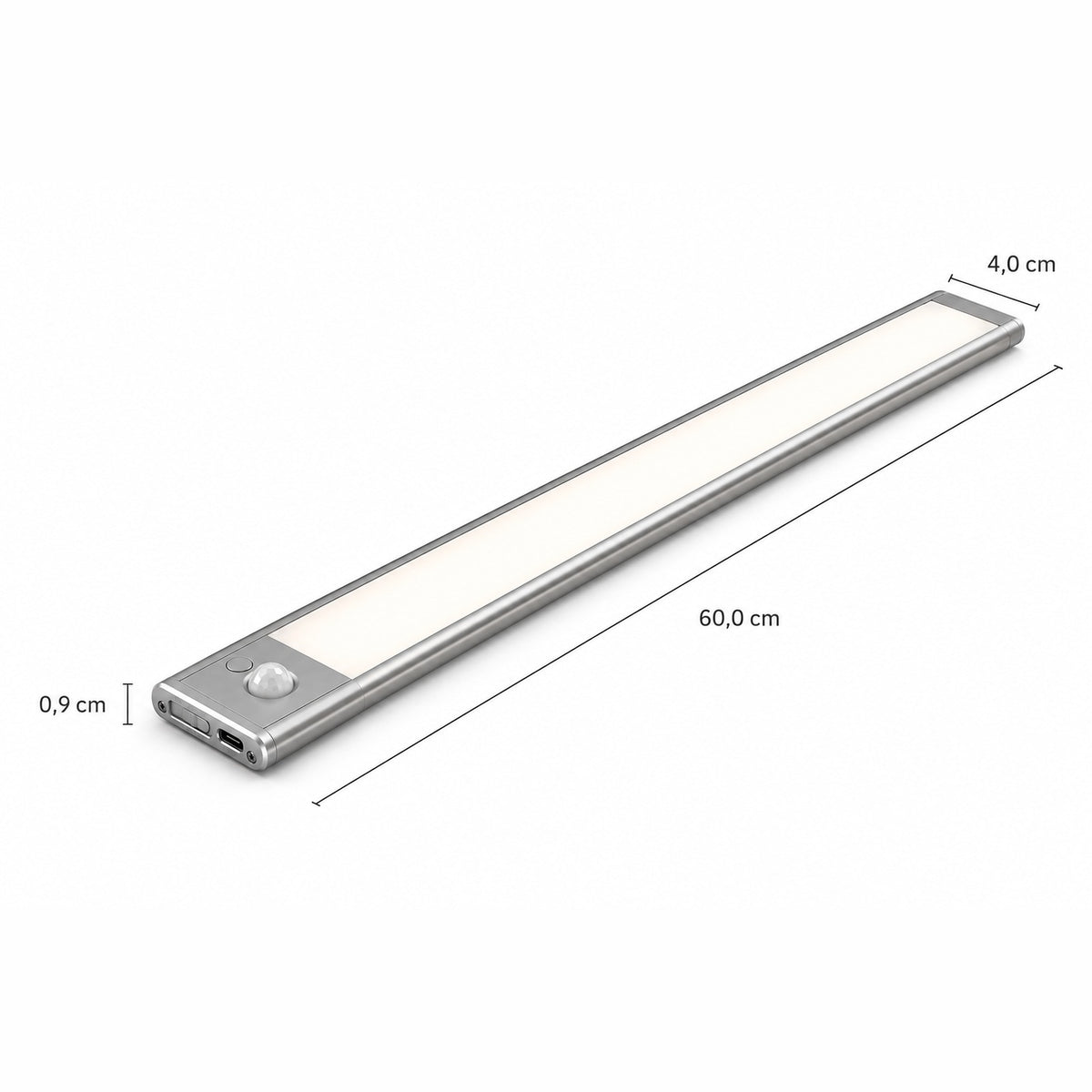 LED skap-belysning med bevegelsessensor – trådløs USB-C oppladbar