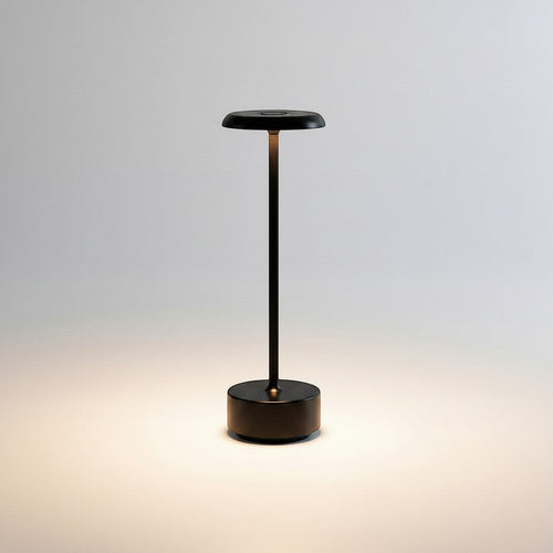 Lysverden slim black aluminum cordless table lamp with touch control and 3-level dimming, 2700K warm light.