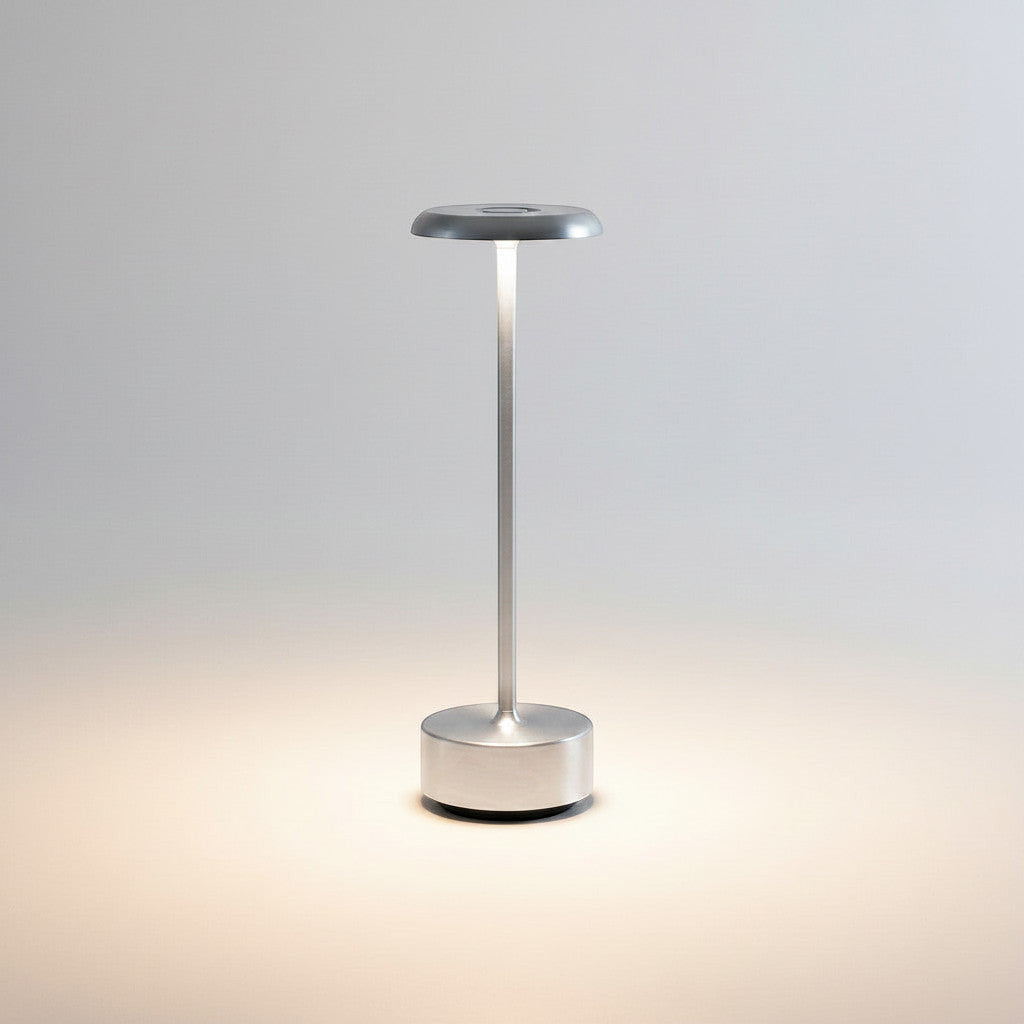 Lysverden slim cordless aluminum table lamp with touch control, 3-level dimming, and warm 2700K light.