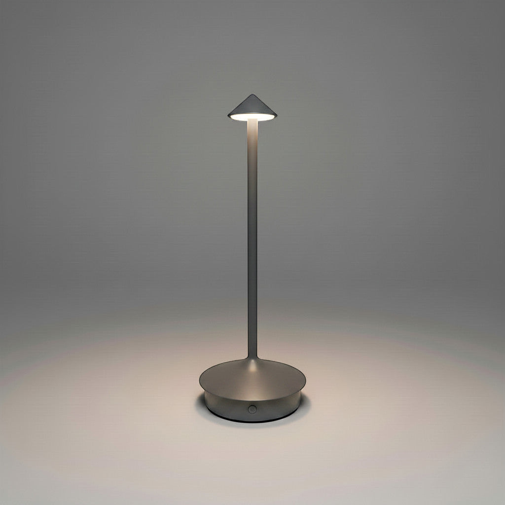 Lysverden slim pinnacle table lamp in grey aluminum with touch control and 3 color temperatures.