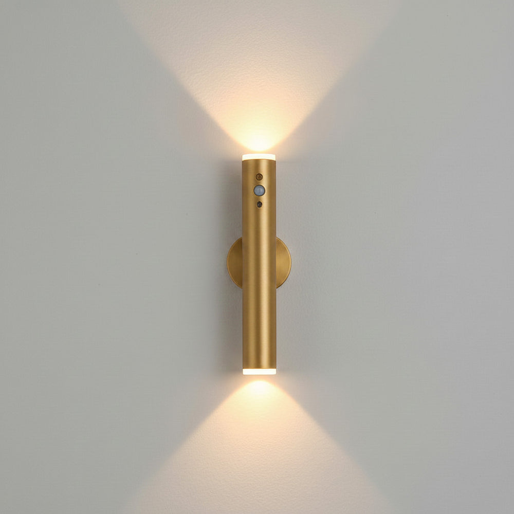 Lysverden slim vertical metal wall lamp with up/down light, 3 color temps, dimmable, magnetic mount, remote control.