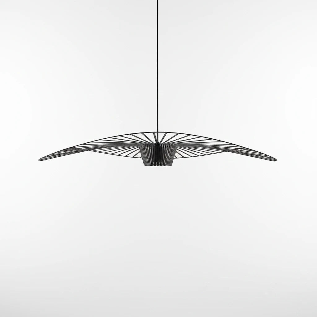 Lysverden large flat black fiber pendant lamp with ribbed design for modern boho interior lighting