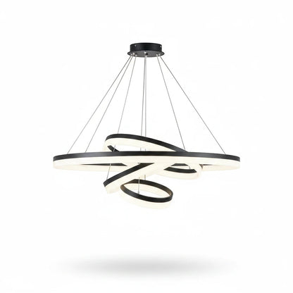 Lysverden minimalistisk sort LED-ringpendel med to sirkler i metall og akryl for moderne belysning